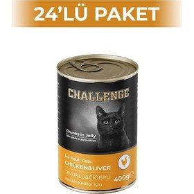 Resim Challenge Tavuklu Ciğerli Yetişkin Kedi Konservesi 400 Gr 24 Adet 