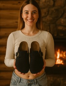 Resim Behtah Kundura Unisex Ortopedik Mantar Tabanlı Konfor Modeli Önü Kapalı Terlik Günlük Rahat Dışarı Ev İçi Terlik 