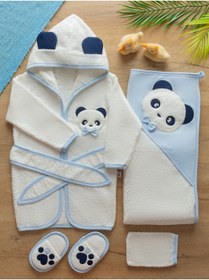 Resim Sarebaby Sevimli Panda Erkek Bebek Bornoz Takımı Yeni Sezon 