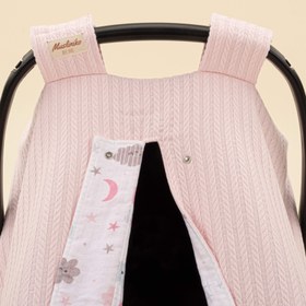 Resim Puset Örtüsü - Çift Taraflı - Şeker Pembe Örgü - Pembe Bulut 