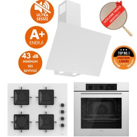 Resim Ferre SilenArt Imola Yeni Seri Ultra Sessiz Beyaz Ankastre Set ( D078-SA + SS206 + QBL62CB ) 