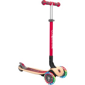 Resim Globber Primo Wood Katlanabilir Işıklı Scooter - Kırmızı 