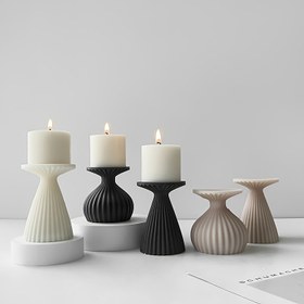 Resim Silikon Mum Tutucu Kalıplar - Kendin Yap Dekoratif Alçı Çimento Aromaterapi Mum Sergi Standı Silikon Kalıplar 