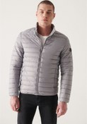 Resim Avva Erkek Açık Gri Dik Yaka Lightweight Rüzgar Geçirmez Şişme Spor Mont E006000 