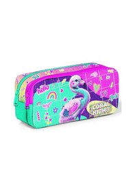 Resim Coral High Kids Pembe Su Yeşili Flamingo Desenli İki Bölmeli Kalem Çantası 12080 