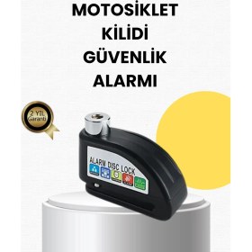 Resim İlk El Grup Çelik Gövdeli Alarm Disk Kilidi Motosiklet ve Bisiklet Için Güvenlik 