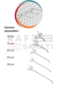 Resim Fon Kancası Delikli Pano Kancası 30 Cm - Askı Kanca Raf Askısı Raf Aksesuar Tel Askı Raf Kancası 25 Adet 