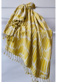 Resim %100 Pamuk Çift Kat Müslin Peştemal - Jakarlı Plaj Havlusu- 90x170 Cm Hardal Hardal 