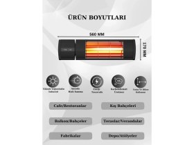 Resim Hottable Supreme Plus 2000 Watt Uzaktan kumandalı Isı Kademeli Su Geçirmez Dış Ortam Isıtıcı 