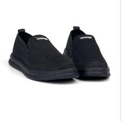 Resim Erkek Siyah Çok Hafif Triko Bağcıksız Esnek Hafif Günlük Casual Sneaker Spor Ayakkabı Siyah 