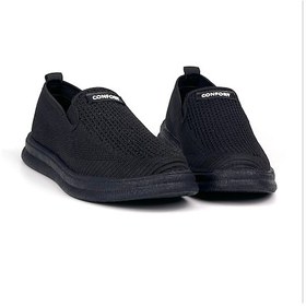 Resim Erkek Siyah Çok Hafif Triko Bağcıksız Esnek Hafif Günlük Casual Sneaker Spor Ayakkabı Siyah 