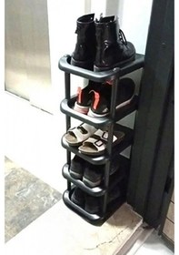 Resim Piev Plastik Tekli 5 Katlı Ayakkabılık Siyah Siyah 