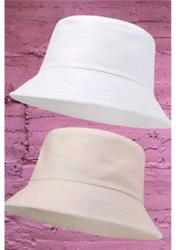 Resim Tezzgelsin Unisex Uv Korumalı Pamuku Bucket Şapka Beyaz Bej 