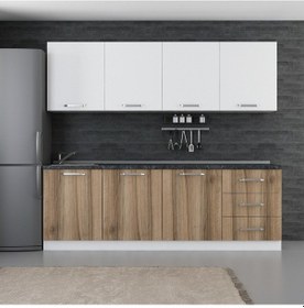 Resim Minar 240 Cm Mutfak Dolabı Beyaz Dore 240-D3 Beyaz 