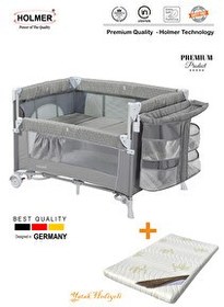 Resim Holmer Coolstyle Yatak Hediyeli Oyun Parkı Anne Yanı Park Yatak Multi Pro Gri 