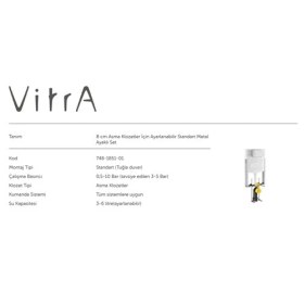 Resim VitrA 748-1851-01 Gömme Rezervuar Asma Klozetler için İnce Metal Ayaklı 3/6 L 