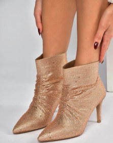 Resim V572127214 Bronz Sim Taşlı İnce Topuklu Abiye Bot Bronz-sim 