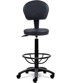 Resim Ofiscombin Ofis Büro Döner Tekerlekli Amortisörlü Arkalıklı Sırtlı Yüksek Bar Taburesi Siyah 000008825 