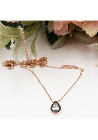 Resim Elmas Montürlü Damla Tek Taşlı Set Rose Gold - Gümüş 