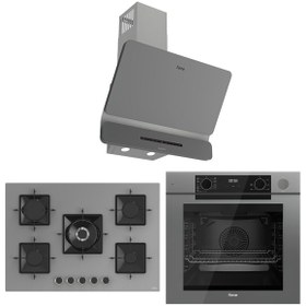 Resim Ferre New Fryart & Steamart SS 5 Göz Seriisi Ultra Sessiz Gri Ankastre Set ( QEP64CPR-SS038-D082-SA 