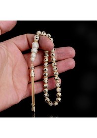Resim Tesbihsepetim Altın Kaplama Zirkon Taşlı Siyah Mineli 925 Ayar Gümüş Tesbih 