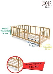 Resim Unisex Montessori Bebek Ve Çocuk Karyolası Doğal Ahşap Yatak DOĞAL AHŞAP 70 x 130 LoolpiNM112 