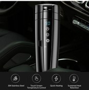 Resim Ganzhoushop Su Sıcaklık Seyahat Paslanmaz Kupası, Kupası Kontrolü Kahve Isıtmalı Isıtma Isıtıcısı Elektrikli Çelik Çay Araba Araba Akıllı 400ml 12v/24v Ra Siyah 