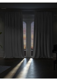 Resim Yüksek Kalite Gri Karartma Blackout Fon Perde Ekstrafor Büzgülü Tek Kanat Dark Touch Serisi Gri 