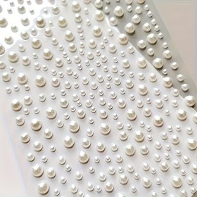 Resim Kendinden Yapışkanlı Düz Yapay Sticker - Yüz Süsleme, Tırnak Sanatı, DIY El İşleri, Ev & Telefon Dekorasyonu için Beyaz Daire (3mm/4mm/5mm/6mm), Makyaj Aksesuarları | Dekoratif Kullanım | Çok Yönlü El İşi 