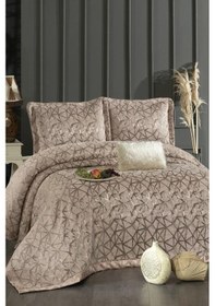 Resim Eliz Şönil Çift Kişilik Yatak Örtüsü 260x260 Cm Gül Kurusu Gülkurusu 