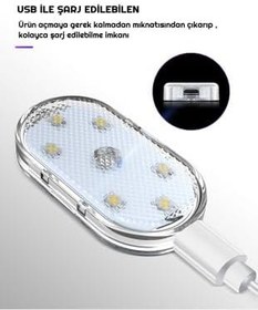 Resim Zauss 7 Renk Değişebilen Dokunmatik Sensörlü Mini 6 Led Lamba USB Şarj Edilebilir Mıknatıslı Aydınlatma 