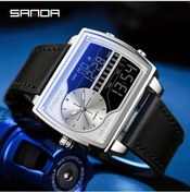 Resim Oldfriend Erkek Sanda Saati Gri Gümüşsi Çift Ekranlı Su Geçirmez Terlemeye Dayanıklı Spor Saati Tatil Hediyesi Diğer 