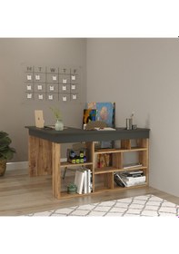 Resim Robinhome Robin Home Boston Kitaplık Raflı Çalışma Masası Çam-Gri 
