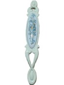 Resim Miray 96 Mm Metal Krem Kasa Beyaz Mavi Çiçek Desenli / 5 Adet Gümüş 