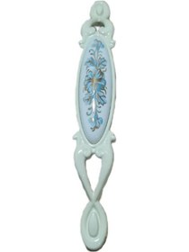 Resim Miray 96 Mm Metal Krem Kasa Beyaz Mavi Çiçek Desenli / 5 Adet Gümüş 