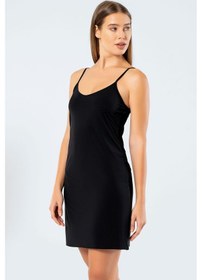 Resim Türen Kadın V Yaka İp Askılı Mikro Kombinezon 901/siyah Siyah 