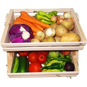 Resim Doğal ahşap patates soğan kasası mutfak rafı mutfak sepeti 2 kat 