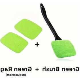 Resim Trendooze Yeşil Cam Fırçası + 3 Bez Oto Temizleme Seti, Turcoshop11 Banyo Ayna Pencere Araç Camı Çok Amaçlı Sileceği 
