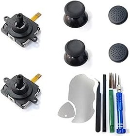 Resim Hzxkqmil Analog Joystick Repair Kit for Meta Quest 2 Controller, Replacement Thumbstick Control Sensor Module, Including Joysticks, Grips Caps, Repair Tool, Silicone Caps (Black) 