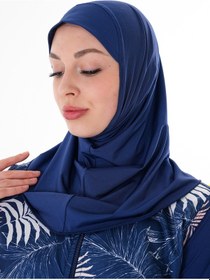 Resim Seboteks Esnek Kumaş Boynu Kapatan Eşarp Tesettür Mayo Bonesi Sb549 Lacivert 