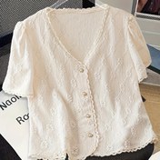 Resim Kadınlar için Basit Düz Renk Kısa Kollu Gömlek, Günlük Moda 