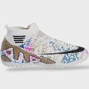 Resim Çoraplı Bilekli Boğazlı Halısaha Futbol Ayakkabısı Beyaz - Altın Beyaz - Altın 