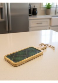 Resim Mango Ahşap Saplı Sunum Tahtası Koyu Yeşil 