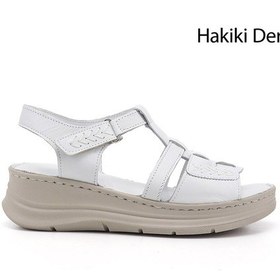 Resim Gönderi(R) Gönderi R Kadın Beyaz Cırt Bantlı Dolgu Topuk Hakiki Deri Sandalet Dyza65145872 