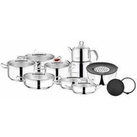 Resim Aryıldız Elegant Prestige 21 Parça Elegant Çelik Tencere Takımı Aryıldız Çeyiz Seti 