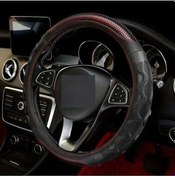 Resim Pazly Luks Pu Derı Dıreksiyon Kılfı Kıpkırmızı Uygun Kırmızı Siyah İç Halka Tutuşlu Sürüş Kırmızı 