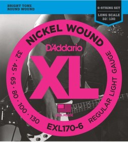 Resim Daddario D'Addario EXL170-6 XL Nickel Serisi Bas Gitar Tel Seti (Regular Light - 32-130 - Long Scale) 