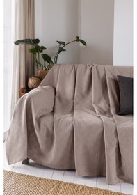 Resim Koltuk Örtüsü %100 Pamuk Yatak Örtüsü Pike 200 X 230 Cm Kahverengi 
