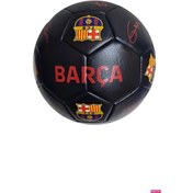 Resim Keufman Lisanslı Tam Kadro Imzalı Barça Fc Barcelona 4 Astarlı El Dikişli 400 gr Futbol Topu No:5 Tüm Zemin 