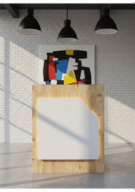 Resim Resital Ledli Karşılama Bankosu G-90 Cm Ofis Kasa Resepsiyon Masası Banko-002-6-1 